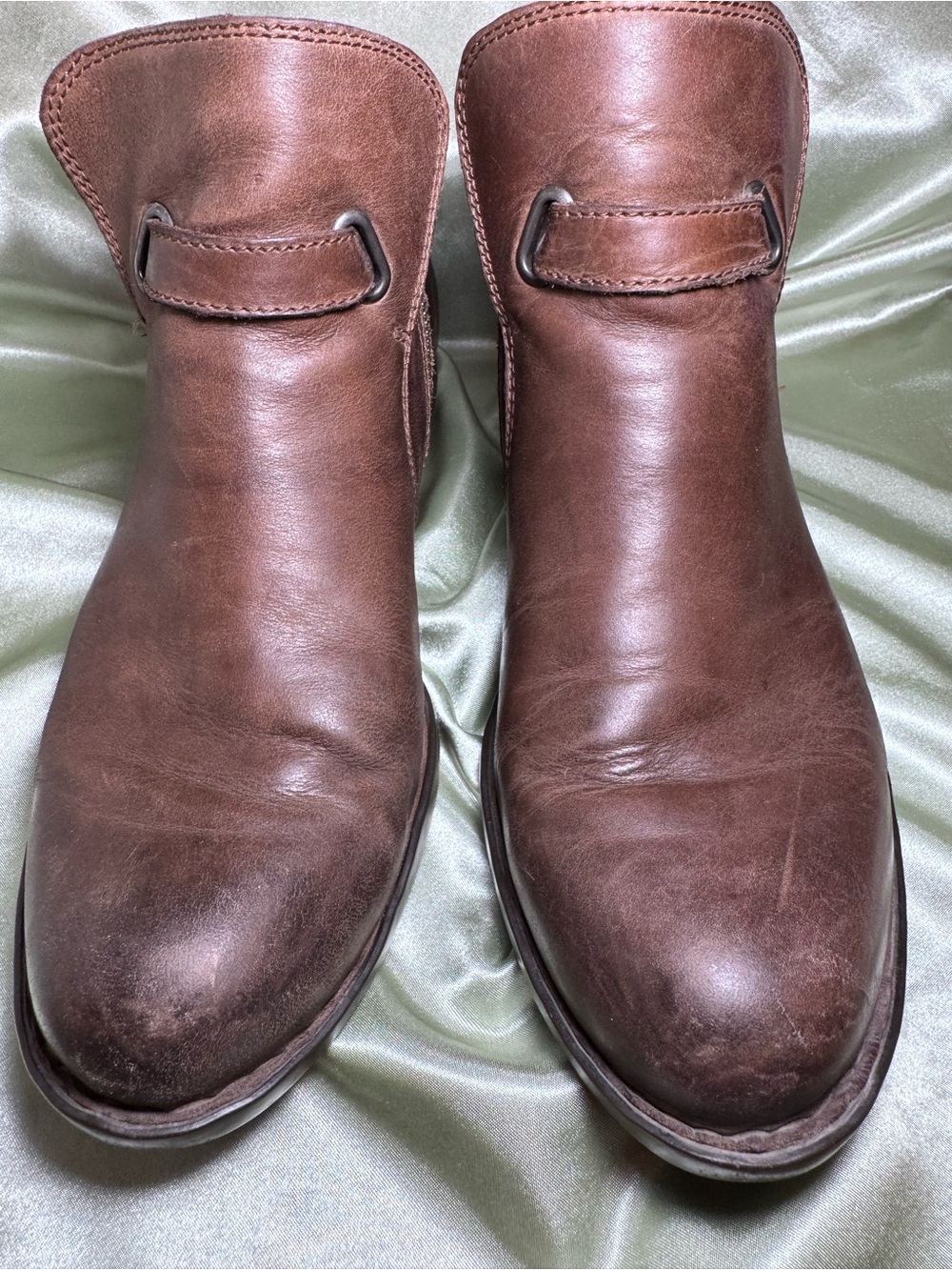 Born Brown Leather Buckle Strap Ankle Boots D38606 COF14 Women’s Size 8.5 - Picture 2 of 8